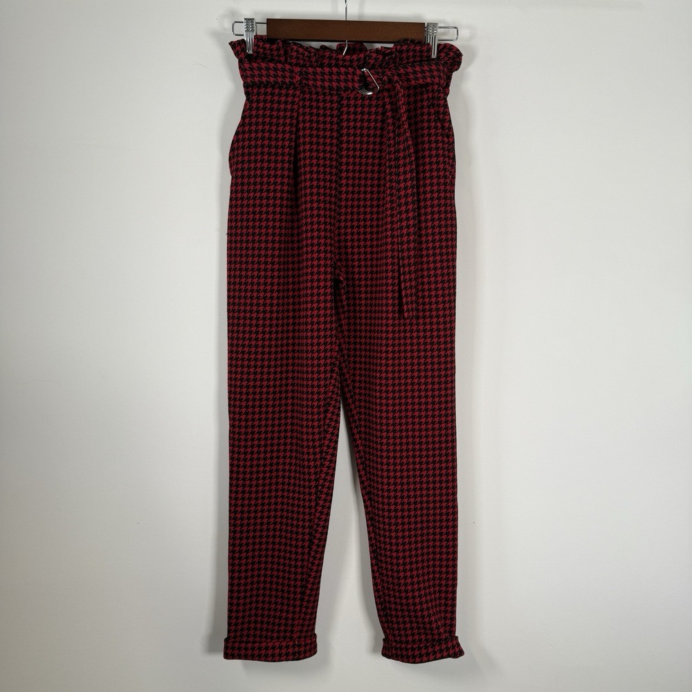 No Boundaries Juniors‎ Houndstooth Pant Stretchy Red Black Size Medium